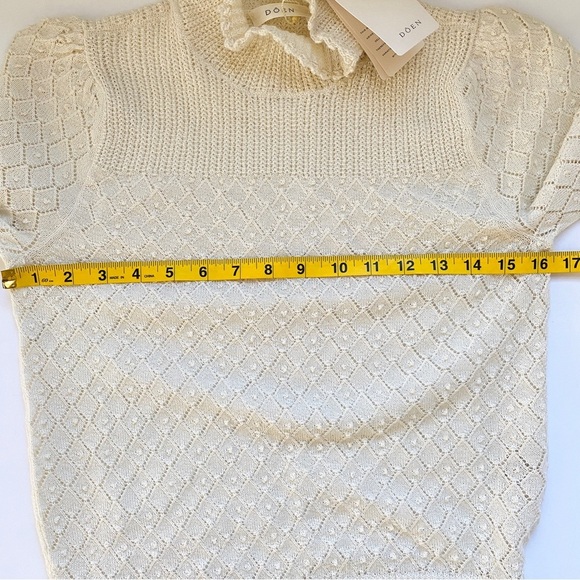 Doen Alpaca and silk mock neck lightweight cream sweater top - Picture 9 of 14